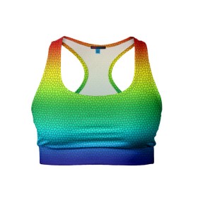 Женский спортивный топ 3D с принтом Радуга (Витражный Градиент) в Рязани, 82% полиэстер, 18% спандекс Ткань безопасна для здоровья, позволяет коже дышать, не мнется и не растягивается |  | Тематика изображения на принте: gradient | rainbow | витраж | градиент | радуга