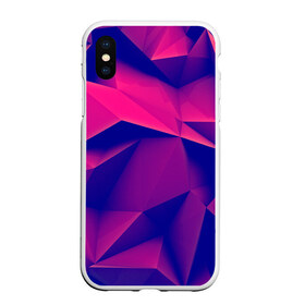 Чехол для iPhone XS Max матовый с принтом Violet polygon в Рязани, Силикон | Область печати: задняя сторона чехла, без боковых панелей | Тематика изображения на принте: 3d | abstraction | абстракция | геометрия | грани | линии | полигоны | розовый | сочетания | текстура | треугольники | фиолетовый