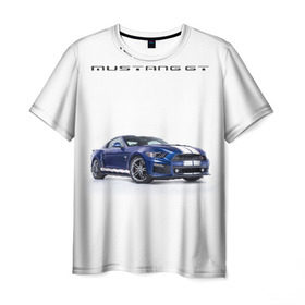 Мужская футболка 3D с принтом Ford Mustang GT 3 в Рязани, 100% полиэфир | прямой крой, круглый вырез горловины, длина до линии бедер | Тематика изображения на принте: ford | gt | mustang | shelby | мустанг | форд | шэлби