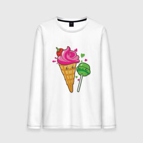Мужской лонгслив хлопок с принтом icecream and lollipop в Рязани, 100% хлопок |  | Тематика изображения на принте: 