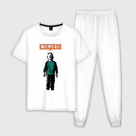 Мужская пижама хлопок с принтом ИГНОР в Рязани, 100% хлопок | брюки и футболка прямого кроя, без карманов, на брюках мягкая резинка на поясе и по низу штанин
 | арт | бэнкси | граффити | поп арт | стрит арт