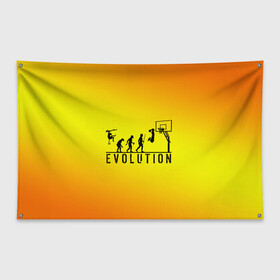 Флаг-баннер с принтом Эволюция баскетбола в Рязани, 100% полиэстер | размер 67 х 109 см, плотность ткани — 95 г/м2; по краям флага есть четыре люверса для крепления | basketball | evolution | желтый | обезьяна человек | оранжевый | эволюция