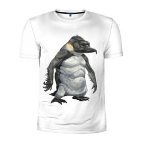 Мужская футболка 3D спортивная с принтом Пингвинопитек в Рязани, 100% полиэстер с улучшенными характеристиками | приталенный силуэт, круглая горловина, широкие плечи, сужается к линии бедра | лженаука | пингвин
