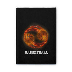 Обложка для автодокументов с принтом basketball fire в Рязани, натуральная кожа |  размер 19,9*13 см; внутри 4 больших “конверта” для документов и один маленький отдел — туда идеально встанут права | Тематика изображения на принте: fire | flames | light | sport | баскетбол | игра | кольцо | мяч | небо | огонь | сетка | спорт | спортивные соревнования | стиль