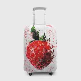 Чехол для чемодана 3D с принтом Клубника в Рязани, 86% полиэфир, 14% спандекс | двустороннее нанесение принта, прорези для ручек и колес | брызги | земляника | клубника | краски | красный | природа | рисунок | фрукты