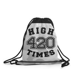 Рюкзак-мешок 3D с принтом High Times 420 Camo в Рязани, 100% полиэстер | плотность ткани — 200 г/м2, размер — 35 х 45 см; лямки — толстые шнурки, застежка на шнуровке, без карманов и подкладки | camouflage | камо | камуфляж