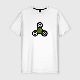 Мужская футболка премиум с принтом Frog spinner в Рязани, 92% хлопок, 8% лайкра | приталенный силуэт, круглый вырез ворота, длина до линии бедра, короткий рукав | pepe | spinner | антиспиннер | вейп | вейпер | вертушка | лягушка | мем | пепе | спиннер