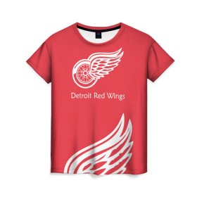 Женская футболка 3D с принтом Detroit Red Wings 2017 в Рязани, 100% полиэфир ( синтетическое хлопкоподобное полотно) | прямой крой, круглый вырез горловины, длина до линии бедер | detroit red wings | nhl | спорт | хоккей