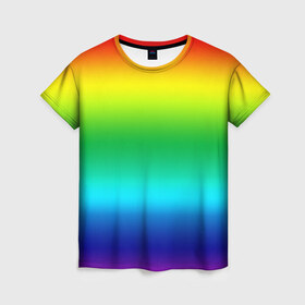 Женская футболка 3D с принтом Радуга (Градиент) в Рязани, 100% полиэфир ( синтетическое хлопкоподобное полотно) | прямой крой, круглый вырез горловины, длина до линии бедер | разноцветный | яркий
