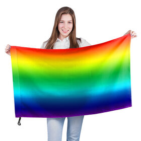 Флаг 3D с принтом Радуга (Градиент) в Рязани, 100% полиэстер | плотность ткани — 95 г/м2, размер — 67 х 109 см. Принт наносится с одной стороны | разноцветный | яркий