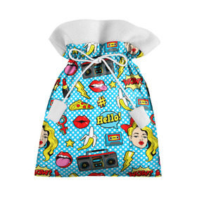 Подарочный 3D мешок с принтом Девочка из комикса в Рязани, 100% полиэстер | Размер: 29*39 см | Тематика изображения на принте: паттерн | поп арт | яркий