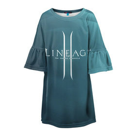 Детское платье 3D с принтом LineAge II в Рязани, 100% полиэстер | прямой силуэт, чуть расширенный к низу. Круглая горловина, на рукавах — воланы | l2 | la 2 | lineage | lineage 2 | lineage ii | линейка