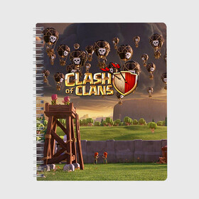 Тетрадь с принтом Clash of clans 3 в Рязани, 100% бумага | 48 листов, плотность листов — 60 г/м2, плотность картонной обложки — 250 г/м2. Листы скреплены сбоку удобной пружинной спиралью. Уголки страниц и обложки скругленные. Цвет линий — светло-серый
 | clash of clans | игры | клэш оф кланс