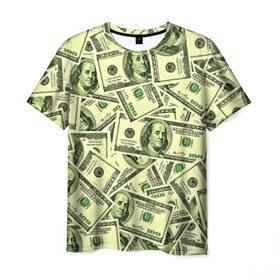 Мужская футболка 3D с принтом Benjamin Franklin в Рязани, 100% полиэфир | прямой крой, круглый вырез горловины, длина до линии бедер | Тематика изображения на принте: 3d | benjamin franklin | америка | богатство | валюта | денежные купюры | деньги | доллар | зеленые | сша | текстуры