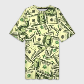 Платье-футболка 3D с принтом Benjamin Franklin в Рязани,  |  | 3d | benjamin franklin | америка | богатство | валюта | денежные купюры | деньги | доллар | зеленые | сша | текстуры
