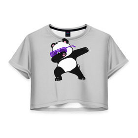 Женская футболка 3D укороченная с принтом Panda в Рязани, 100% полиэстер | круглая горловина, длина футболки до линии талии, рукава с отворотами | Тематика изображения на принте: panda dab | животные | панда
