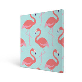 Холст квадратный с принтом Flamingos pattern в Рязани, 100% ПВХ |  | animals | beautiful | bird | birds | birdy | blue | color | flamingo | nature | wild | белое | голубое | животные | красивое | красота | милое | природа | птица | птицы | птичка | птички | синее | фламинго | цвет | яркое