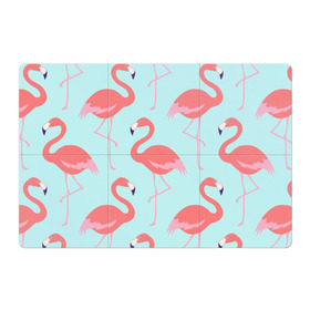 Магнитный плакат 3Х2 с принтом Flamingos pattern в Рязани, Полимерный материал с магнитным слоем | 6 деталей размером 9*9 см | animals | beautiful | bird | birds | birdy | blue | color | flamingo | nature | wild | белое | голубое | животные | красивое | красота | милое | природа | птица | птицы | птичка | птички | синее | фламинго | цвет | яркое