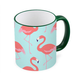 Кружка 3D с принтом Flamingos pattern в Рязани, керамика | ёмкость 330 мл | animals | beautiful | bird | birds | birdy | blue | color | flamingo | nature | wild | белое | голубое | животные | красивое | красота | милое | природа | птица | птицы | птичка | птички | синее | фламинго | цвет | яркое