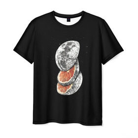Мужская футболка 3D с принтом Луна дольками в Рязани, 100% полиэфир | прямой крой, круглый вырез горловины, длина до линии бедер | Тематика изображения на принте: апельсин | грейпфрут | ломтики | цитрус