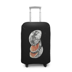 Чехол для чемодана 3D с принтом Луна дольками в Рязани, 86% полиэфир, 14% спандекс | двустороннее нанесение принта, прорези для ручек и колес | Тематика изображения на принте: апельсин | грейпфрут | ломтики | цитрус