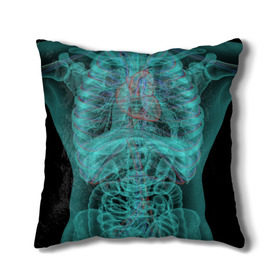 Подушка 3D с принтом рентген человека в Рязани, наволочка – 100% полиэстер, наполнитель – холлофайбер (легкий наполнитель, не вызывает аллергию). | состоит из подушки и наволочки. Наволочка на молнии, легко снимается для стирки | кости | органы | рентген | человек