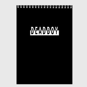 Скетчбук с принтом DeadBoy в Рязани, 100% бумага
 | 48 листов, плотность листов — 100 г/м2, плотность картонной обложки — 250 г/м2. Листы скреплены сверху удобной пружинной спиралью | Тематика изображения на принте: bones | dead boy | deadboy | th@ kid | элмо кеннеди оконнор