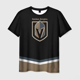 Мужская футболка 3D с принтом Vegas Golden Knights 2017 в Рязани, 100% полиэфир | прямой крой, круглый вырез горловины, длина до линии бедер | Тематика изображения на принте: nhl | vegas golden knights | спорт | хоккей