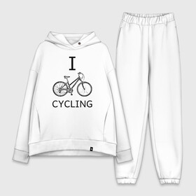 Женский костюм хлопок Oversize с принтом I love cycling в Рязани,  |  | bicycle | bike | bmx | cycling | enjoy | i | like | love | moto | ride | rider | sport | байк | велик | вело | велосипед | велосипедист | ездить | зож | катать | кататься | лето | спорт | спортсмен