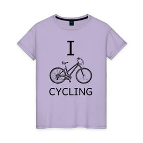 Женская футболка хлопок с принтом I love cycling в Рязани, 100% хлопок | прямой крой, круглый вырез горловины, длина до линии бедер, слегка спущенное плечо | bicycle | bike | bmx | cycling | enjoy | i | like | love | moto | ride | rider | sport | байк | велик | вело | велосипед | велосипедист | ездить | зож | катать | кататься | лето | спорт | спортсмен