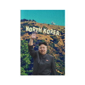 Обложка для паспорта матовая кожа с принтом NORTH KOREA в Рязани, натуральная матовая кожа | размер 19,3 х 13,7 см; прозрачные пластиковые крепления | hollywood | kim jong un | north korea | ким чен ын | северная корея