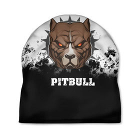Шапка 3D с принтом Pitbull в Рязани, 100% полиэстер | универсальный размер, печать по всей поверхности изделия | 3d | dog | pitbull | абстракция | животные | краска | собака | черно белый