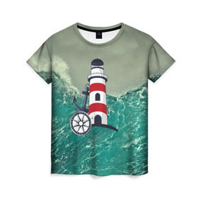 Женская футболка 3D с принтом Морской в Рязани, 100% полиэфир ( синтетическое хлопкоподобное полотно) | прямой крой, круглый вырез горловины, длина до линии бедер | 3d | blue | брызги | вмф | вода | военный | волны | исторический | капли | корабль | лето | море | моряк | океан | природа | фрегат | шторм