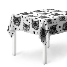 Скатерть 3D с принтом Котики в Рязани, 100% полиэстер (ткань не мнется и не растягивается) | Размер: 150*150 см | звезды | кот | котенок | котик | котики | котята | кошка | орнамент | узор