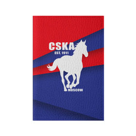 Обложка для паспорта матовая кожа с принтом CSKA est. 1911 в Рязани, натуральная матовая кожа | размер 19,3 х 13,7 см; прозрачные пластиковые крепления | армейцы | болельщик | кони | красно синие | фанат | футбол | футболист | цска