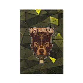 Обложка для паспорта матовая кожа с принтом Pitbulls в Рязани, натуральная матовая кожа | размер 19,3 х 13,7 см; прозрачные пластиковые крепления | Тематика изображения на принте: dog | pitbulls | абстракция | геометрия | животные | собака | треугольники | цепь