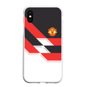 Чехол для iPhone XS Max матовый с принтом Manchester United - Stripe в Рязани, Силикон | Область печати: задняя сторона чехла, без боковых панелей | manchester united | stripe | манчестер юнайтед | футбол