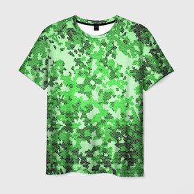 Мужская футболка 3D с принтом Камуфляж зеленые соты в Рязани, 100% полиэфир | прямой крой, круглый вырез горловины, длина до линии бедер | армия | болото | зеленка | зеленый | камок | камуфляж | лес | маскировка | мундир | натовка | охотник | пазл | прикольный | рыбак | солдат | яркий