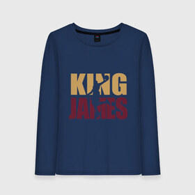 Женский лонгслив хлопок с принтом King James в Рязани, 100% хлопок |  | basketball | cavaliers | cleveland | james | lebron | nba | slam dunk | баскетбол | джеймс | кавальерс | кливленд | король | леброн | нба | спорт | чемпион