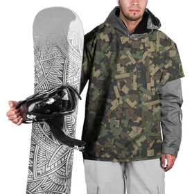 Накидка на куртку 3D с принтом Камуфляж - тетрис в Рязани, 100% полиэстер |  | Тематика изображения на принте: pixel | tetris | геометрия | игра | милитраи | паттерн | ретро | фигуры | хаки