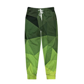 Мужские брюки 3D с принтом Хаки геометрия в Рязани, 100% полиэстер | манжеты по низу, эластичный пояс регулируется шнурком, по бокам два кармана без застежек, внутренняя часть кармана из мелкой сетки | зеленый | полигоны