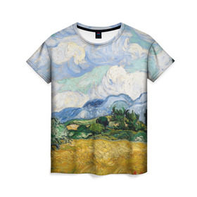 Женская футболка 3D с принтом Ван Гог Картина в Рязани, 100% полиэфир ( синтетическое хлопкоподобное полотно) | прямой крой, круглый вырез горловины, длина до линии бедер | картина | лето | масло | мировой шедевр | пейзаж