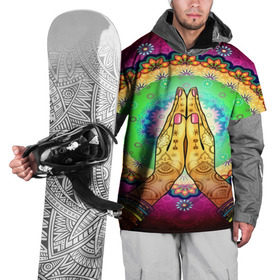 Накидка на куртку 3D с принтом Meditation в Рязани, 100% полиэстер |  | Тематика изображения на принте: 3d | indian | mandala | арт | йога | медитация | руки | узор | цветы