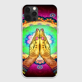 Чехол для iPhone 12 Pro Max с принтом Meditation в Рязани, Силикон |  | 3d | indian | mandala | арт | йога | медитация | руки | узор | цветы