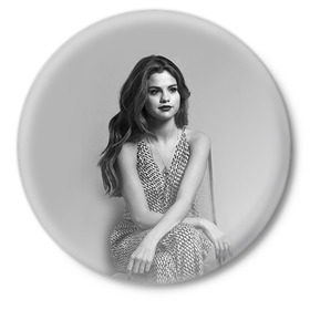 Значок с принтом Selena Gomez в Рязани,  металл | круглая форма, металлическая застежка в виде булавки | Тематика изображения на принте: selena gomez