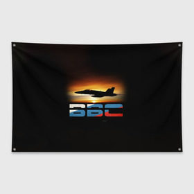 Флаг-баннер с принтом Истребитель ВВС на закате в Рязани, 100% полиэстер | размер 67 х 109 см, плотность ткани — 95 г/м2; по краям флага есть четыре люверса для крепления | самолет