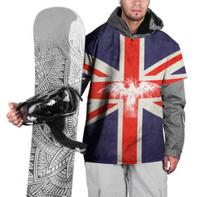 Накидка на куртку 3D с принтом Флаг Англии с белым орлом в Рязани, 100% полиэстер |  | london | англия | белый | брызги | великобритания | империя | клякса | крылья | лондон | необычный | объеденное королевство | орел | птица | символ | сокол | туманный альбион | флаг