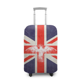 Чехол для чемодана 3D с принтом Флаг Англии с белым орлом в Рязани, 86% полиэфир, 14% спандекс | двустороннее нанесение принта, прорези для ручек и колес | london | англия | белый | брызги | великобритания | империя | клякса | крылья | лондон | необычный | объеденное королевство | орел | птица | символ | сокол | туманный альбион | флаг