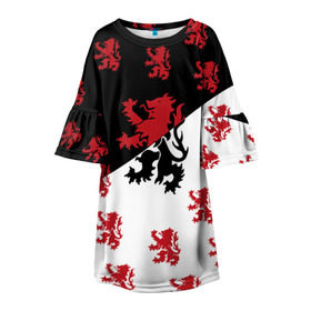 Детское платье 3D с принтом Лев герба Нидерландов в Рязани, 100% полиэстер | прямой силуэт, чуть расширенный к низу. Круглая горловина, на рукавах — воланы | амстердам | андерсен | белый | венеция | герб | голландия | европа | королевство | красный | нидерланды | свобода | символ | страна | флаг | черный