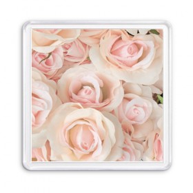 Магнит 55*55 с принтом Pink roses в Рязани, Пластик | Размер: 65*65 мм; Размер печати: 55*55 мм | Тематика изображения на принте: розовый | розы